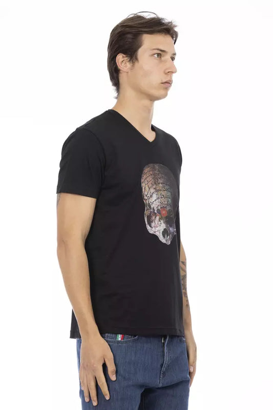 Sleek V-Neck Tee with Front Print