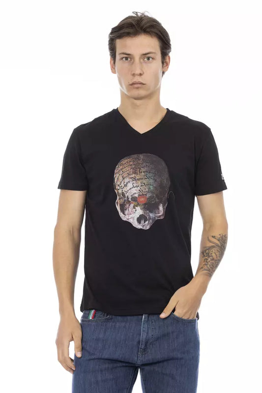 Sleek V-Neck Tee with Front Print