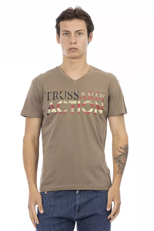 Sleek V-Neck Tee with Artistic Front Print