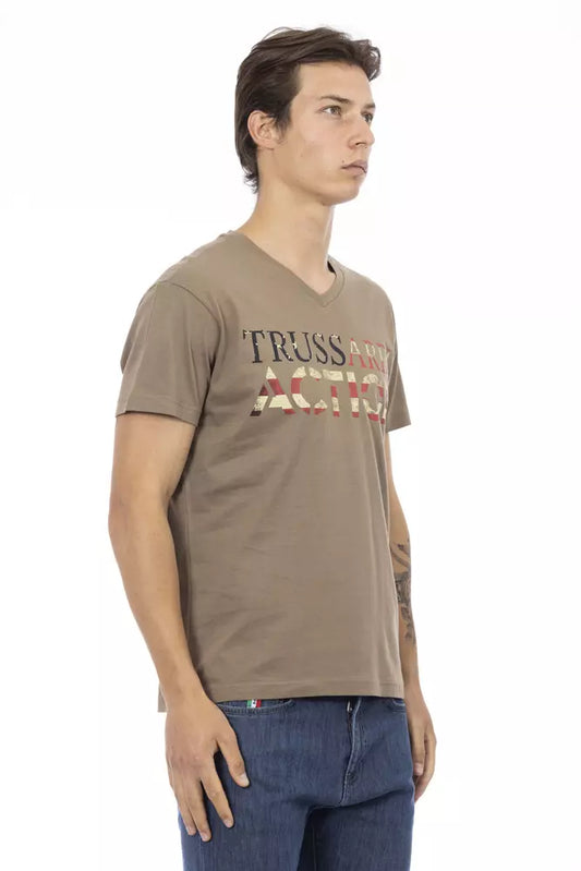 Sleek V-Neck Tee with Artistic Front Print