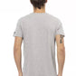 Elegant Gray V-neck Tee with Front Print