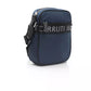 Elegant Blue Nylon-Leather Messenger Bag
