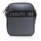 Chic Gray Nylon-Leather Messenger Handbag