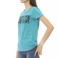 Chic Light Blue Short Sleeve Tee with Front Print