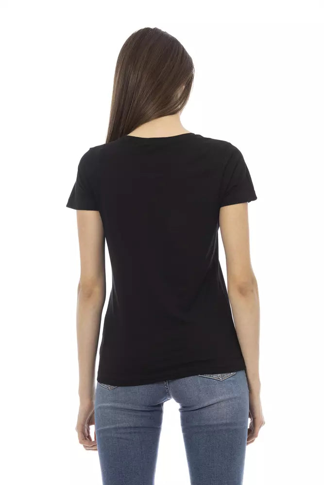 Chic Black Short Sleeve Tee with Unique Print