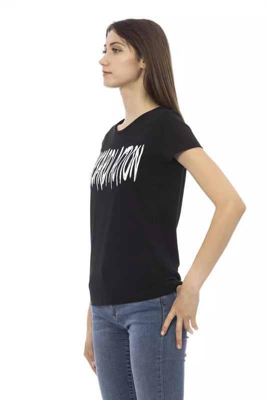 Chic Black Short Sleeve Tee with Unique Print