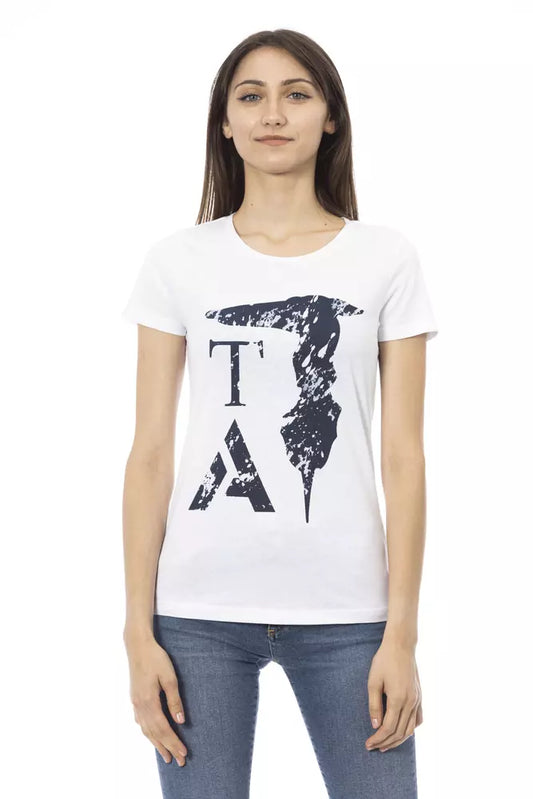 Chic White Tee with Elegant Front Print