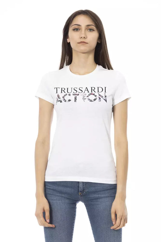 Chic White Tee with Artistic Front Print