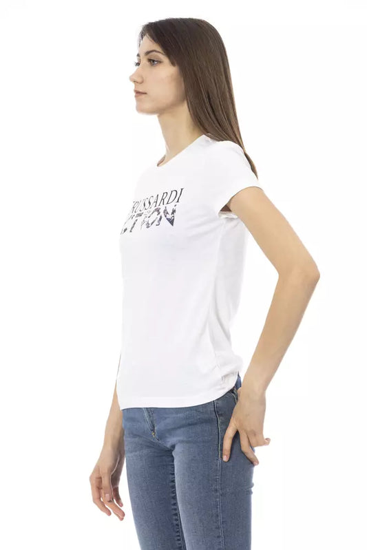 Chic White Tee with Artistic Front Print