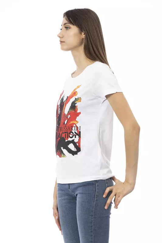 Elegant White Tee with Chic Front Print
