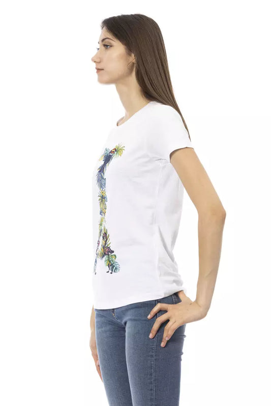 Elegant White Tee with Chic Front Print