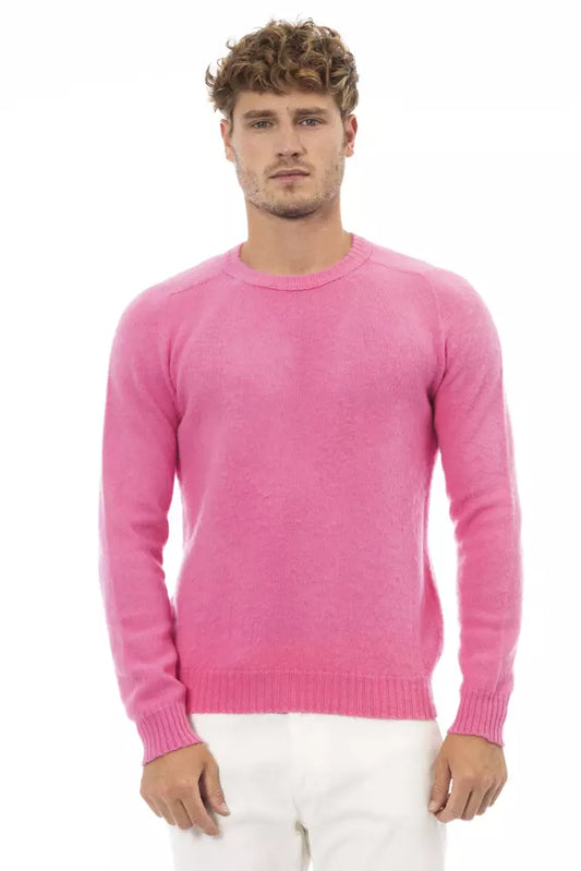Elegant Crewneck Long Sleeve Pink Sweater