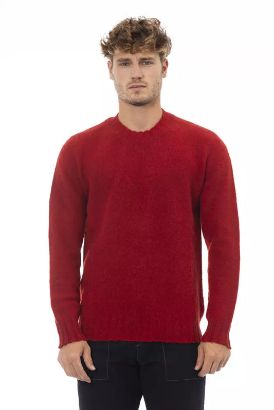 Elegant Crewneck Wool Sweater in Bold Red
