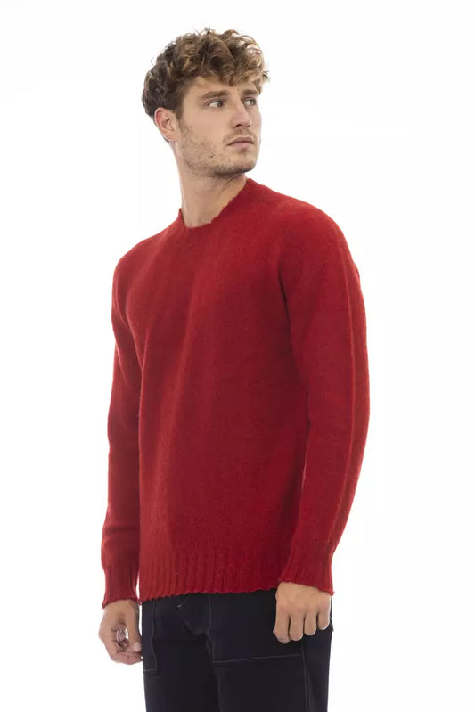 Elegant Crewneck Wool Sweater in Bold Red