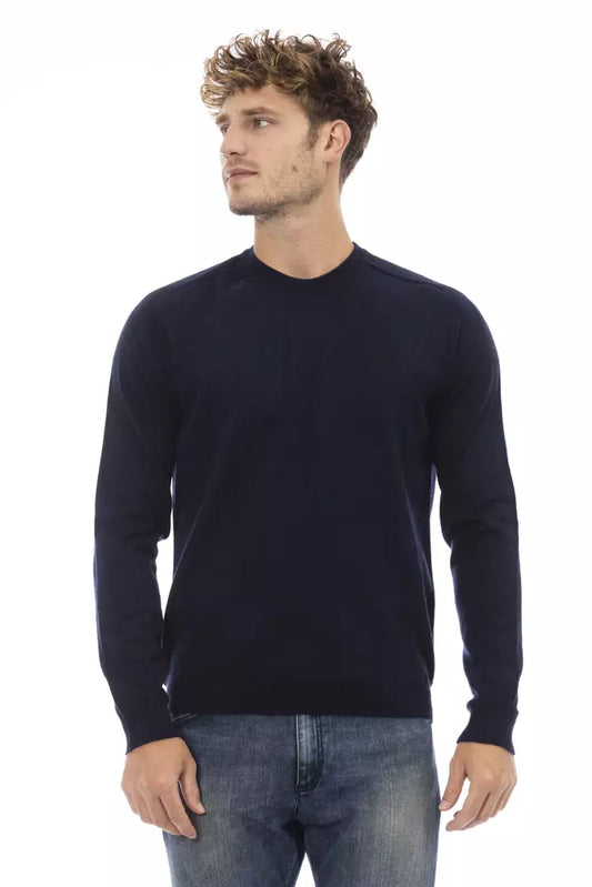 Elegant Blue Crewneck Sweater for Men