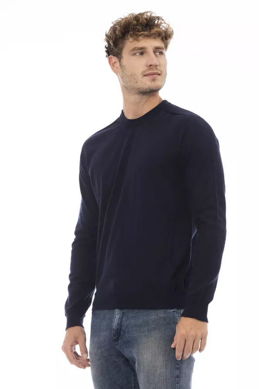 Elegant Blue Crewneck Sweater for Men