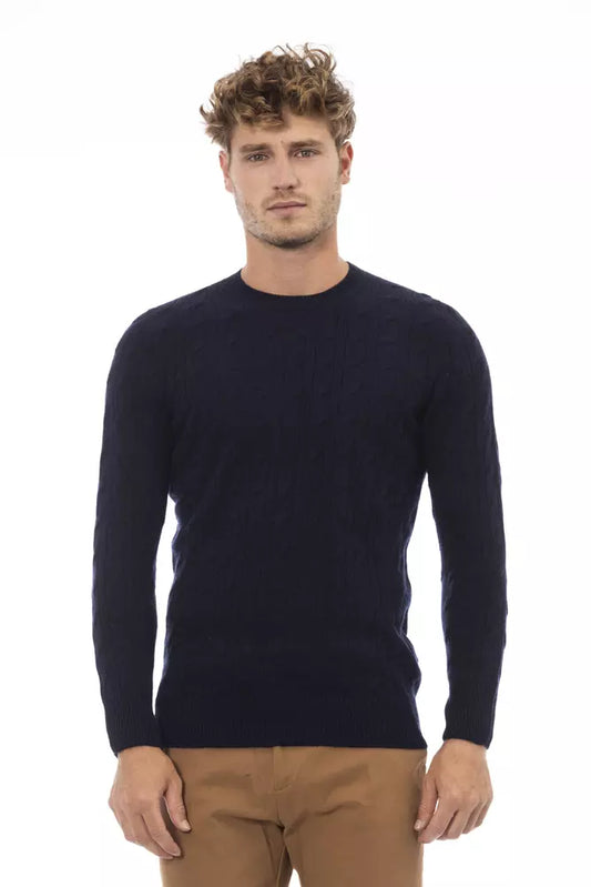 Elegant Blue Crewneck Sweater