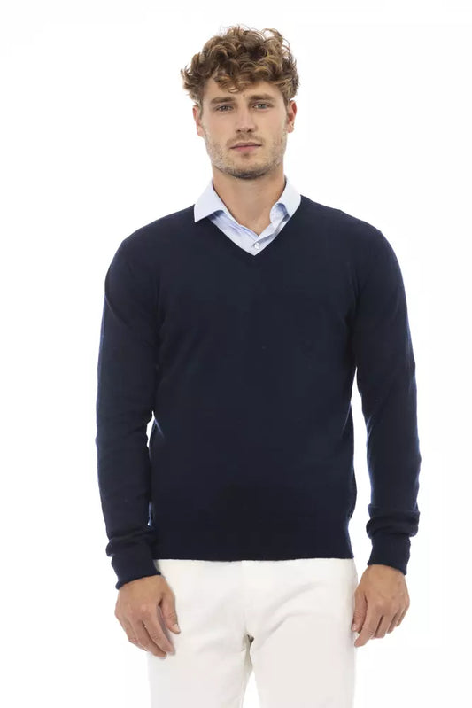 Elegant V-Neck Sweater in Sumptuous Blue