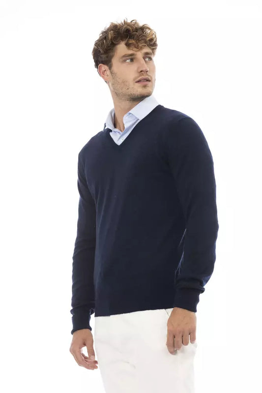 Elegant V-Neck Sweater in Sumptuous Blue