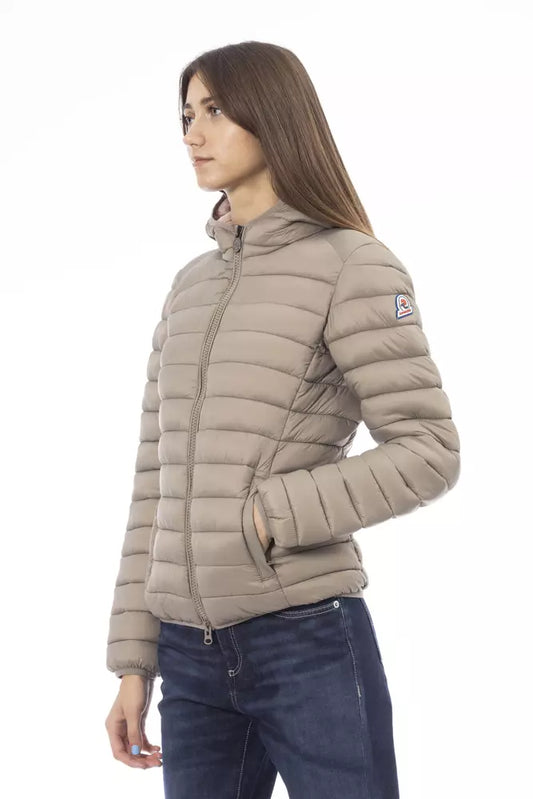 Chic Quilted Beige Hooded Jacket