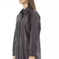 Chic Brown Leatherette Shirt with Pocket Detail