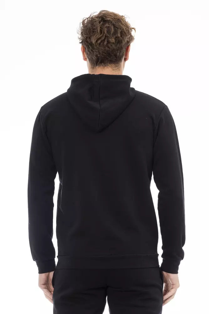 Chic Black Hooded Zip Sweatshirt