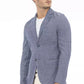 Chic Cotton-Linen Blend Blue Jacket