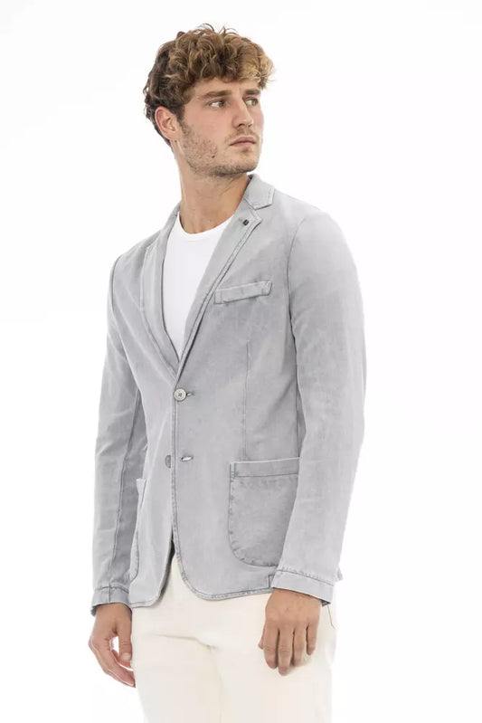 Sleek Cotton Fabric Jacket with Button Closure