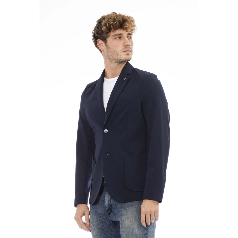 Elegant Blue Fabric Jacket for Men