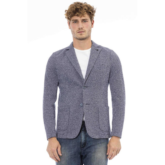 Distretto12 Classic Blue Fabric Jacket - Elegance Redefined