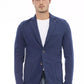 Chic Blue Cotton Blend Fabric Jacket