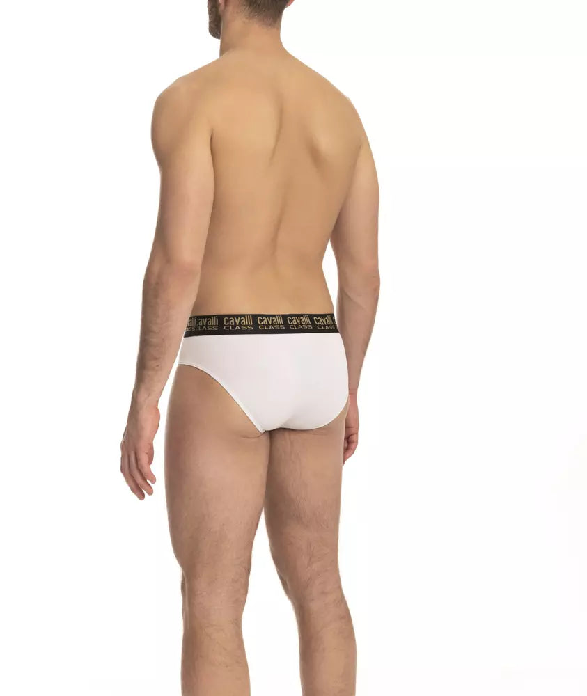 Sleek White Briefs Duo with Logo Band