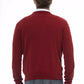 Elegant Red V-Neck Wool Sweater