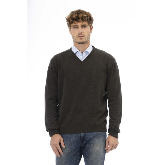 Classic Green V-Neck Wool Sweater