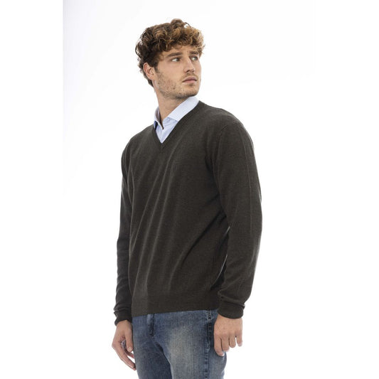 Classic Green V-Neck Wool Sweater