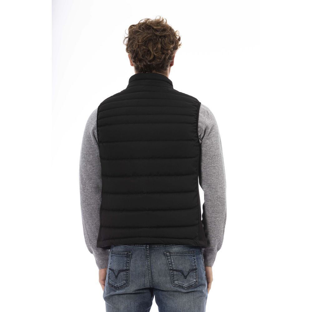 Sleek Quilted Zip Vest with Contrast Chest Patch