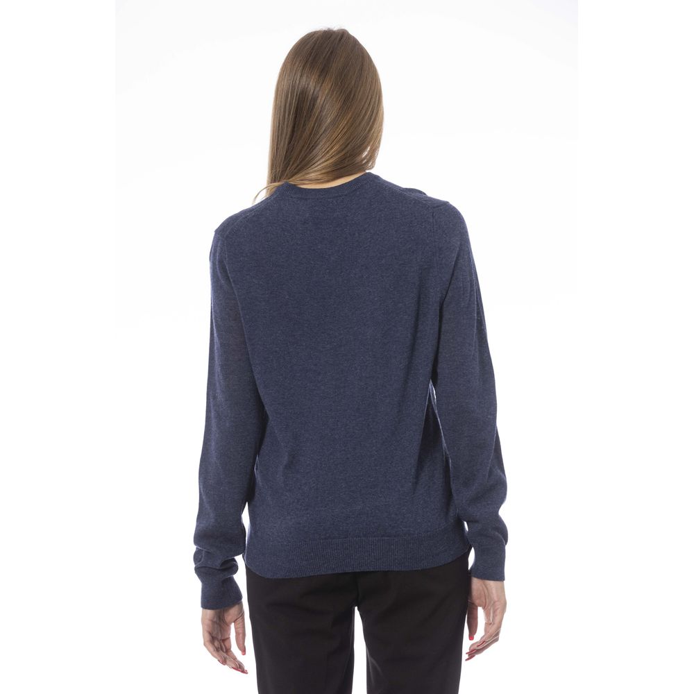 Chic V-Neck Blue Sweater