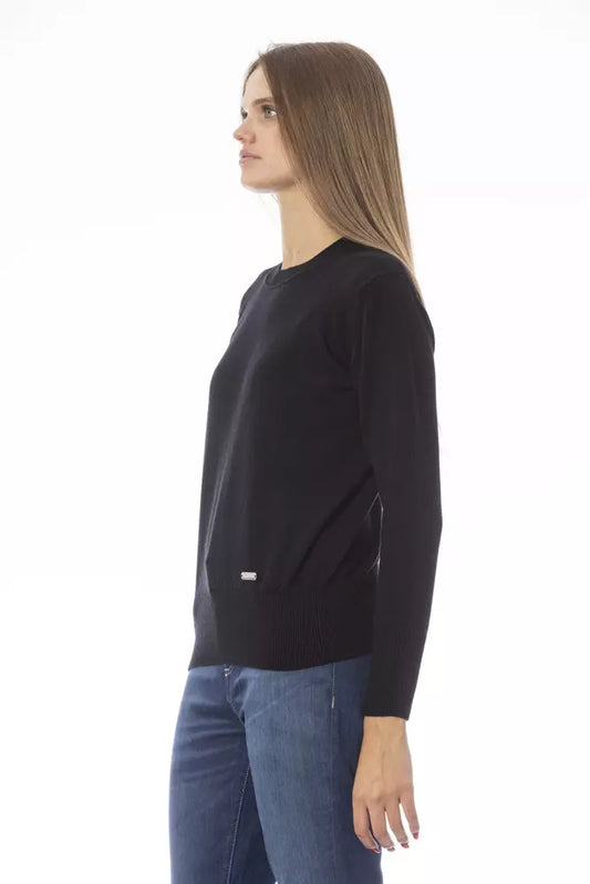 Elegant Crew Neck Wool-Cashmere Sweater