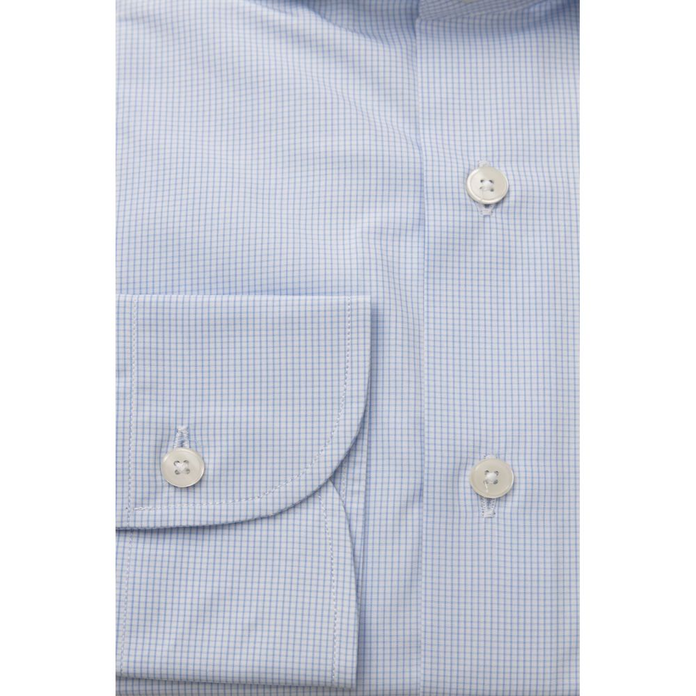 Elegant Light Blue Cotton Shirt with French Collar