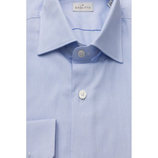 Elegant Light Blue Medium Fit French Collar Shirt