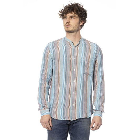 Elegant Light Blue Mandarincollar Shirt