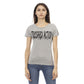 Elegant Gray Cotton-Blend Tee with Chic Print