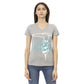Chic V-Neck Grey Tee with Front Motif