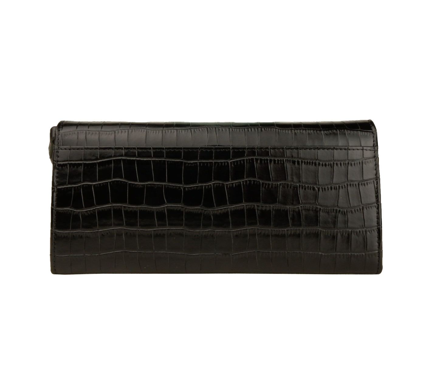 Chic Croc-Textured Black Crossbody Bag
