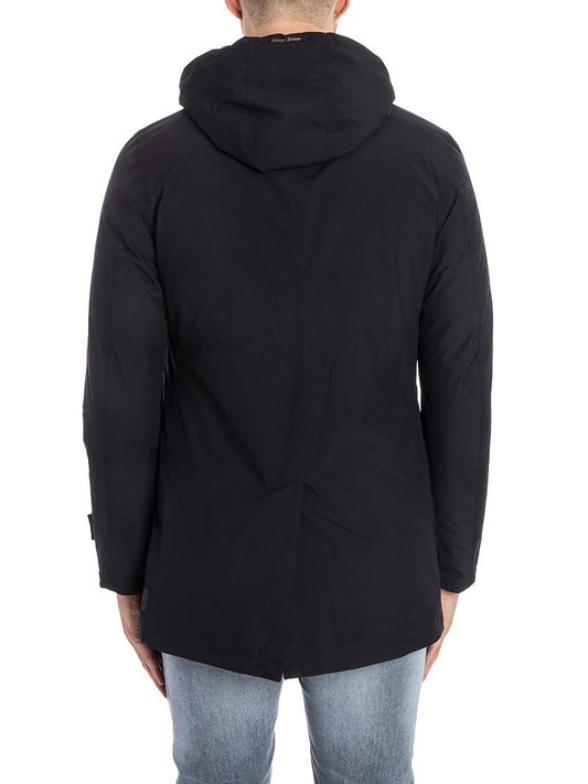 Elegant Black Down Jacket with Removable Hood