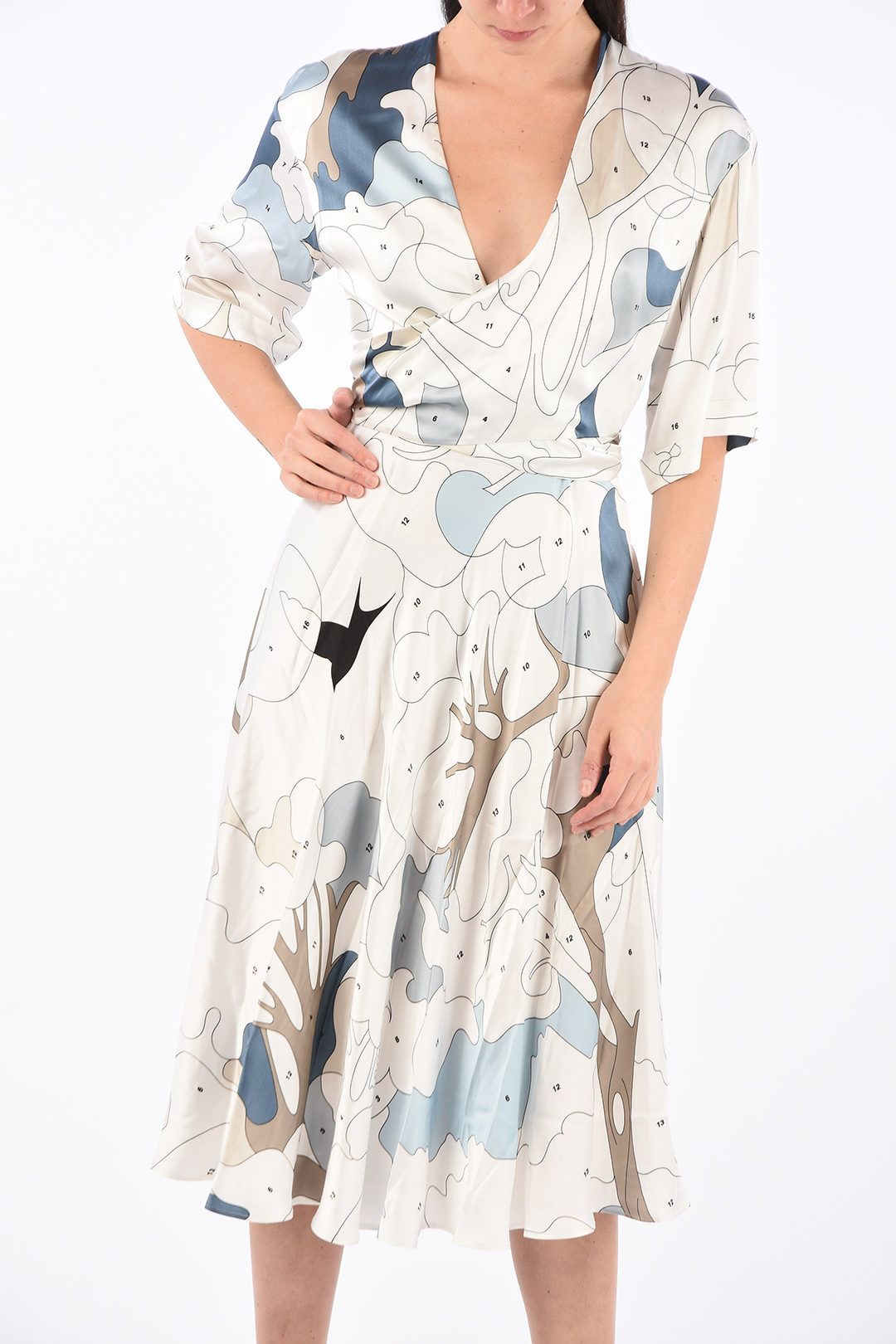 Abstract Print V-Neck Short Sleeve Dress