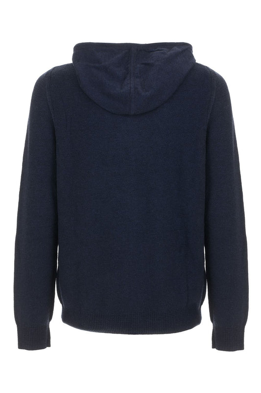 Cozy Wool Blend Zip Hoodie Sweater in Blue