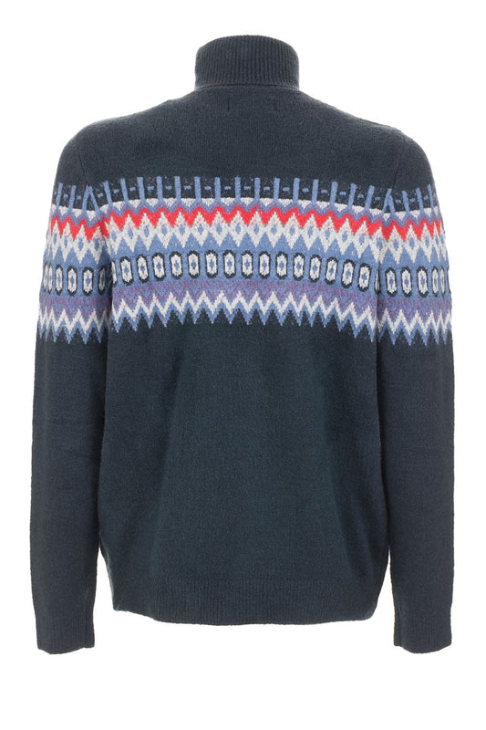 Elegant Blue Turtleneck Patterned Sweater