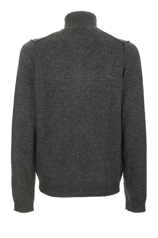 Elegant Wool Blend Zip Sweater with High Collar