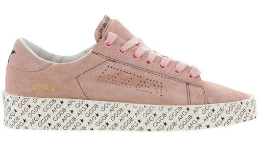 Chic Pink Leather Sneakers with Rubber Sole